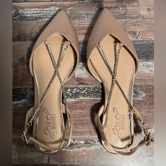 Jewel Badgley Mischka Nude Alanna Ballet Flats Women Size 5 NWOT - Picture 1 of 5